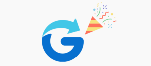 Glympse "G" logo next to celebration emoji
