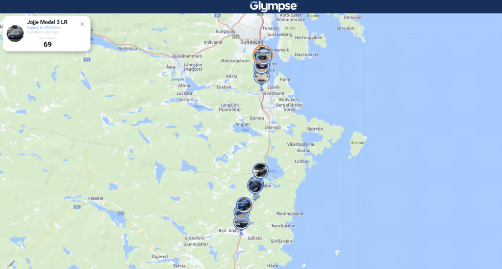 Glympse being utilized for The Swedish Electric Car Championship 2024.