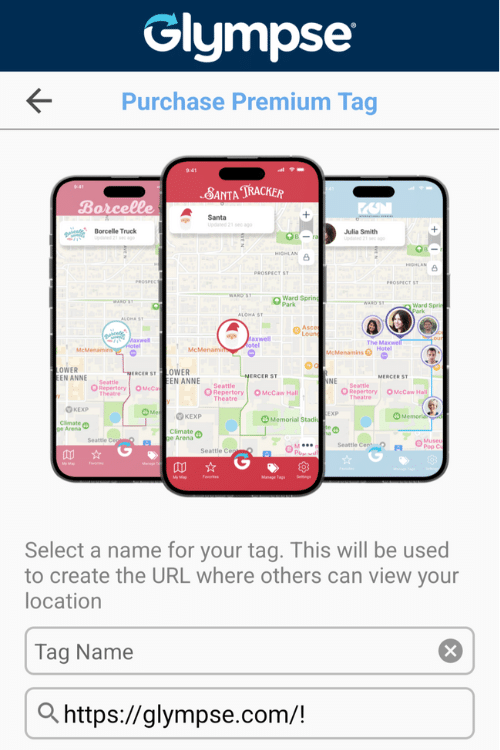 Purchasing a Glympse Premium Tag